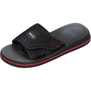 Beco Badslippers Met Klittenband Unisex Zwart/rood Maat 44