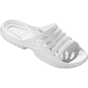 Bad/sauna slippers met voetbed wit heren - Badslippers antislip - Zwembad/strand artikelen