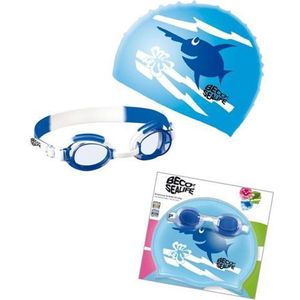 BECO-SEALIFE zwembril setje 2 - zwembril - badmuts en tasje - blauw