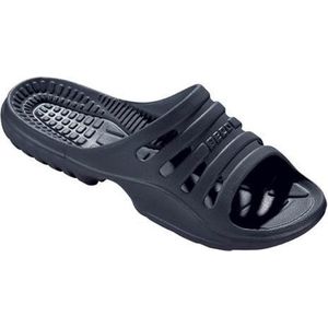 Bad/sauna slippers met voetbed navy blauw dames - Badslippers