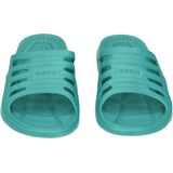 Bad/sauna slippers met voetbed petrol blauw dames - Badslippers antislip - Zwembad/strand artikelen