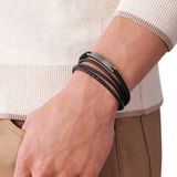 Fossil - JF03185793 - Herenarmband - Zwart - Leer