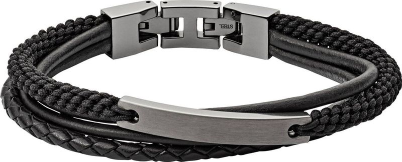 Fossil - JF03185793 - Herenarmband - Zwart - Leer