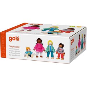 goki - 51463 - Opvouwbare Poppen - Interculturele Familie - Set van 4 Figuren