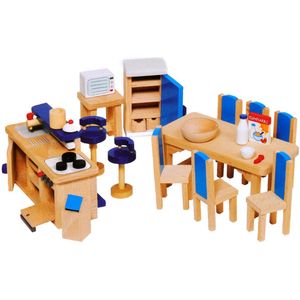 Goki - Poppenhuis Meubeltjes - Keuken - Hout - 30 Stuks