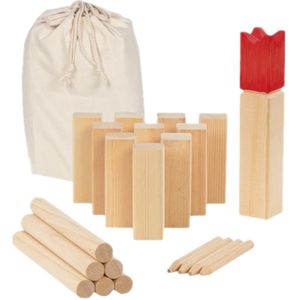 Goki Houten Kubb Spel in Katoenen Zak, 21dlg.