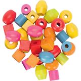 Goki - Houten Kralenset - Kleurrijk Speelgoed - 45 Stuks - Met Rijgkoord