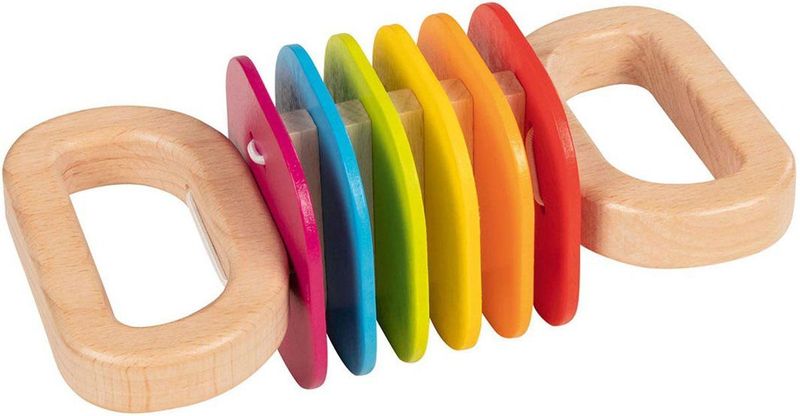 Goki - Houten Regenboog Rammelaar - Hout - 15,5 x 8 x 5,5 cm