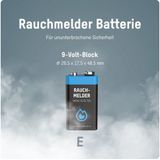 ANSMANN 9V-Blockbatterie, Lithium, 1100mAh, für Rauchmelder