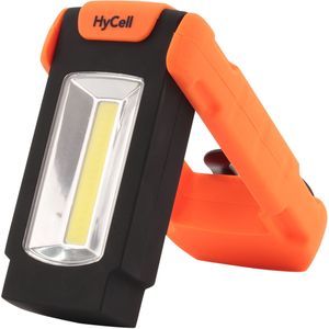HyCell Praktische en flexibele kleine werkplaatslamp (1 stuk) - werklamp van slagvast ABS-kunststof - zaklamp met geïntegreerde bevestigingsclip en sterke magneet