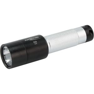 Ansmann Led-zaklamp, zilverkleurig, X10, kleine lamp, praktisch en perfect geschikt voor dagelijks gebruik in huis of in de auto, beschermd tegen spatwater