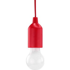 HyCell Pull Light in rood met trekschakelaar incl. AAA batterijen - draagbare LED lamp warm wit - mobiele lamp ideaal voor tuin schuur tent camping zolder kledingkast of party decoratie