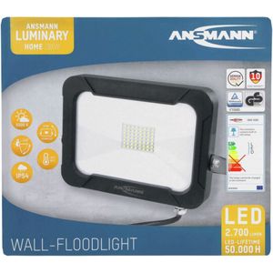 ANSMANN Wandlamp LED 30 W – lamp IP54 water- en temperatuurbestendig met 3-aderige kabel van 30 cm, buitenlamp 5.000 K daglichtwit, universeel bruikbaar