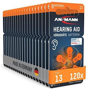 ANSMANN 13 (oranje 120 stuks in voordeelverpakking) type 13 P13 PR48 ZL2 Made in Germany zink-lucht 1,4 V gehoorapparaat batterij gehoorapparaat assistent