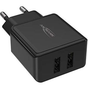 Ansmann USB-oplader van 12 W met 2 poorten, met intelligente oplaadbediening voor smartphones, tablets, GoPro, e-books, enz.