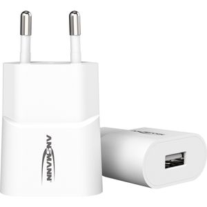 Ansmann Caricabatterie USB a 1 porta da 5 W, con controllo intelligente di ricarica per smartphone, tablet, GoPro, e-book, ecc. bianco