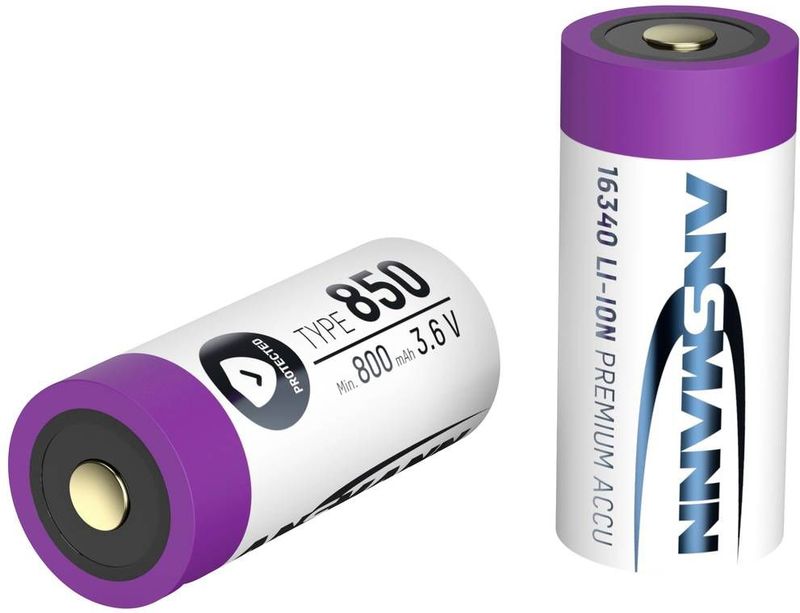 Li-Ion Akku 16340 3,6V, 1 Stück, RCR123 - Ansmann
