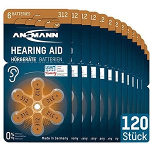 Ansmann 990-0128 120 stuks gehoorapparaatbatterijen 312 bruin type PR41 1,4 V zink lucht Made in Germany batterijen voor gehoorapparaten, hoortoestellen, batterijen, gehoorapparaten