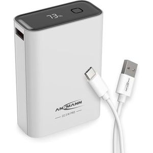 ANSMANN Powerbank 22,5 W PB322PD - Externe accu met een capaciteit van 20.000 mAh - Back-up accu met USB-A en USB-C poorten, ideaal voor smartphones, tablets, laptops, handheld consoles