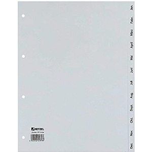 Hetzel Plastikregister Dez-Jan A4 PP 12 Blatt grau