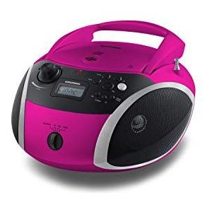 Grundig GPR1120 GRB 3000 BT Boombox draagbare radio met Bluetooth, roze/zilver