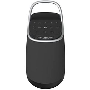 Grundig Bluetooth luidspreker GBT Band 360, muziekbox, 360°-geluid, 12 watt RMS, tot 30 m bereik, tot 19 uur batterijduur, DAB+ en FM-radio, AUX-input, OLED monochrome display, zwart