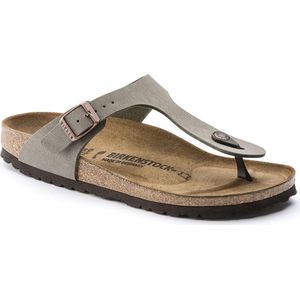 Birkenstock - Gizeh Birko-Flor Nubuck Sandalen Damen stone