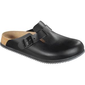 Klomp Birkenstock Unisex Boston Super Grip Natural Leather Black Narrow-Schoenmaat 36