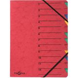 Ordnungsmappe easy din A4 225g/m² Pressspankarton Farbe: rot Farbe des Fächerblocks: mehrfarbig 12 Fächer