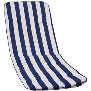 Beo Zonneligstoel, wasbaar, capri, made in EU volgens Öko-Tex-standaard, ademend kussen, tuinligstoel met rubberen bevestigingsband, uv-bestendig ligstoelkussen met strepen in blauw-wit