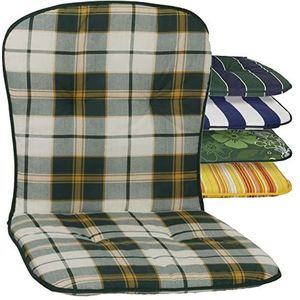 Beo Cos voor lage rugleuning, wasbaar, made in EU volgens Öko-Tex standaard, ademend stoelkussen voor lage rugleuning, uv-bestendige kussens, lage rugleuning, beige-groen geruit