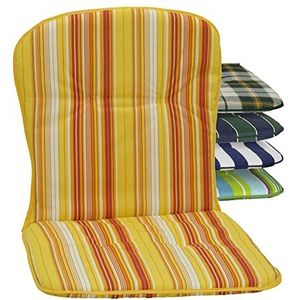 Beo Kussens met lage rugleuning, wasbaar, made in EU volgens Öko-Tex-standaard, ademend stoelkussen, lage rugleuning, UV-bestendige kussens, lage rugleuning, met strepen in oranje-geel-wit