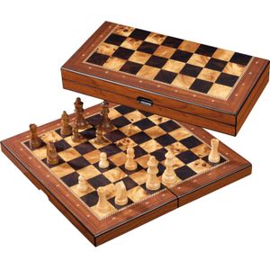 Philos Schaak Kassette - Luxe Birdseye-Maple Optiek - Schima Houten Stukken - Veldmaat 40mm - Koningshoogte 76mm