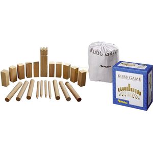 Viking Chess XXL Houten Kubb Spel - Outdoor Spel Voor Maximaal 12 Spelers Met Draagtas