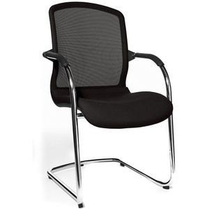 Topstar OPEN CHAIR - de design bezoekersstoel, sledestoel met netrugleuning, VE = 2 stuks, zwart