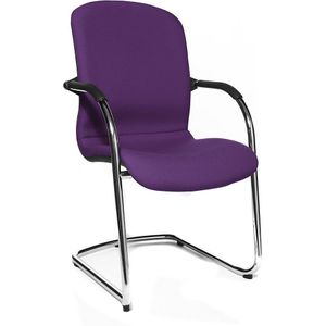 Topstar OPEN CHAIR - de design bezoekersstoel, sledestoel met textielbekleding, VE = 2 stuks, paars