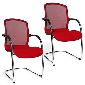 Topstar OPEN CHAIR - de design bezoekersstoel, sledestoel met netrugleuning, VE = 2 stuks, rood
