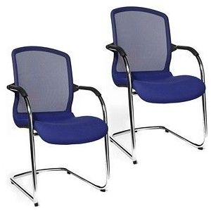 Topstar OPEN CHAIR - de design bezoekersstoel, sledestoel met netrugleuning, VE = 2 stuks, koningsblauw
