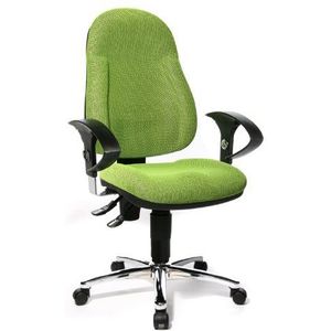 Topstar Wellpoint 10 Deluxe, ergonomische bureaustoel, bureaustoel, kuipstoel, incl. in hoogte verstelbare armleuningen, stoffen bekleding appelgroen