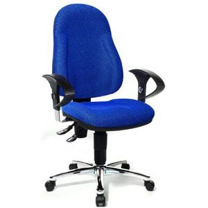 Topstar Wellpoint 10 Deluxe, ergonomische bureaustoel, bureaustoel, kuipstoel, incl. in hoogte verstelbare armleuningen, stoffen bekleding blauw