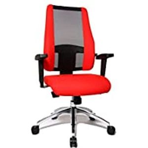 Topstar Air Syncro bureaustoel, bureaustoel, draaistoel, rugleuning van netstof, incl. in hoogte verstelbare armleuningen, stoffen bekleding, zwart/rood