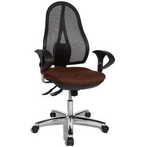 Topstar Open Point SY Deluxe, ergonomische Syncro-draaistoel, bureaustoel, incl. armleuningen (in hoogte verstelbaar), stof, donkerbruin