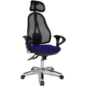 Topstar OP290UG26X Open Point SY bureaustoel, bureaustoel, syncro-draaistoel, incl. in hoogte verstelbare armleuningen en hoofdsteun, bekleding blauw