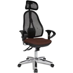 Topstar OP290UG08X Open Point SY bureaustoel, bureaustoel, syncro-draaistoel voor tussenwervelschijven, incl. in hoogte verstelbare armleuningen en hoofdsteun, bekledingsstof donkerbruin
