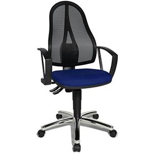 Topstar Point 60 Net, ergonomische bureaustoel, bureaustoel, incl. vaste armleuningen A1, stof, blauw/zwart