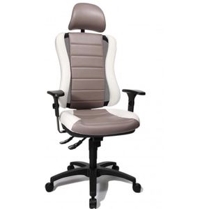 Bureaustoel - Verstelbare Armleuning - Stof - Grijs/Wit - Ergonomisch