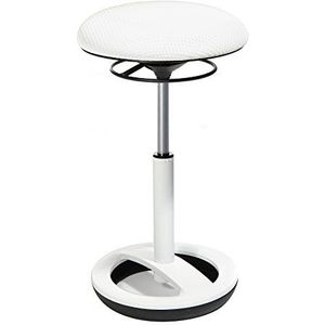 Topstar SU53BR3 Sitness High Bob Stand Stand Fitness kruk werkkruk zithoogte 49-70 cm voetring aluminium wit gelakt stoffen bekleding wit 36,5 x 36,5 x 70 cm