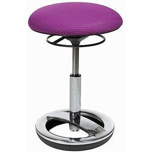 Topstar Sitness Bob, ergonomische kruk, werkkruk, bureaukruk met zwaaiend effect, zithoogteverstelling, standvoetring aluminium, gepolijst, stoffen bekleding, violet