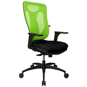 Topstar Net Pro 100 inclusief in hoogte verstelbare armleuningen, bureaustoel, stof, zwart/groen, 59 x 56 x 120 cm