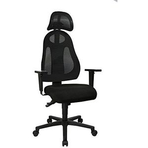 Topstar Free Art Ergonomische bureaustoel met in hoogte verstelbare armleuningen en hoofdsteun, zwart/zwart, 61 x 65 x 143 cm